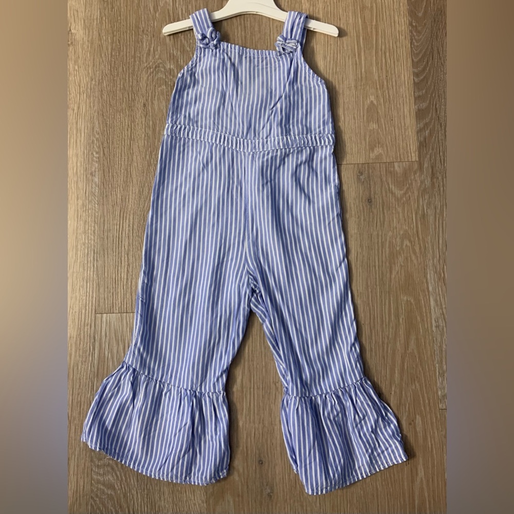 Carter's Girl's Size 3T Blue & White Pinstriped Lightweight Pant Romper